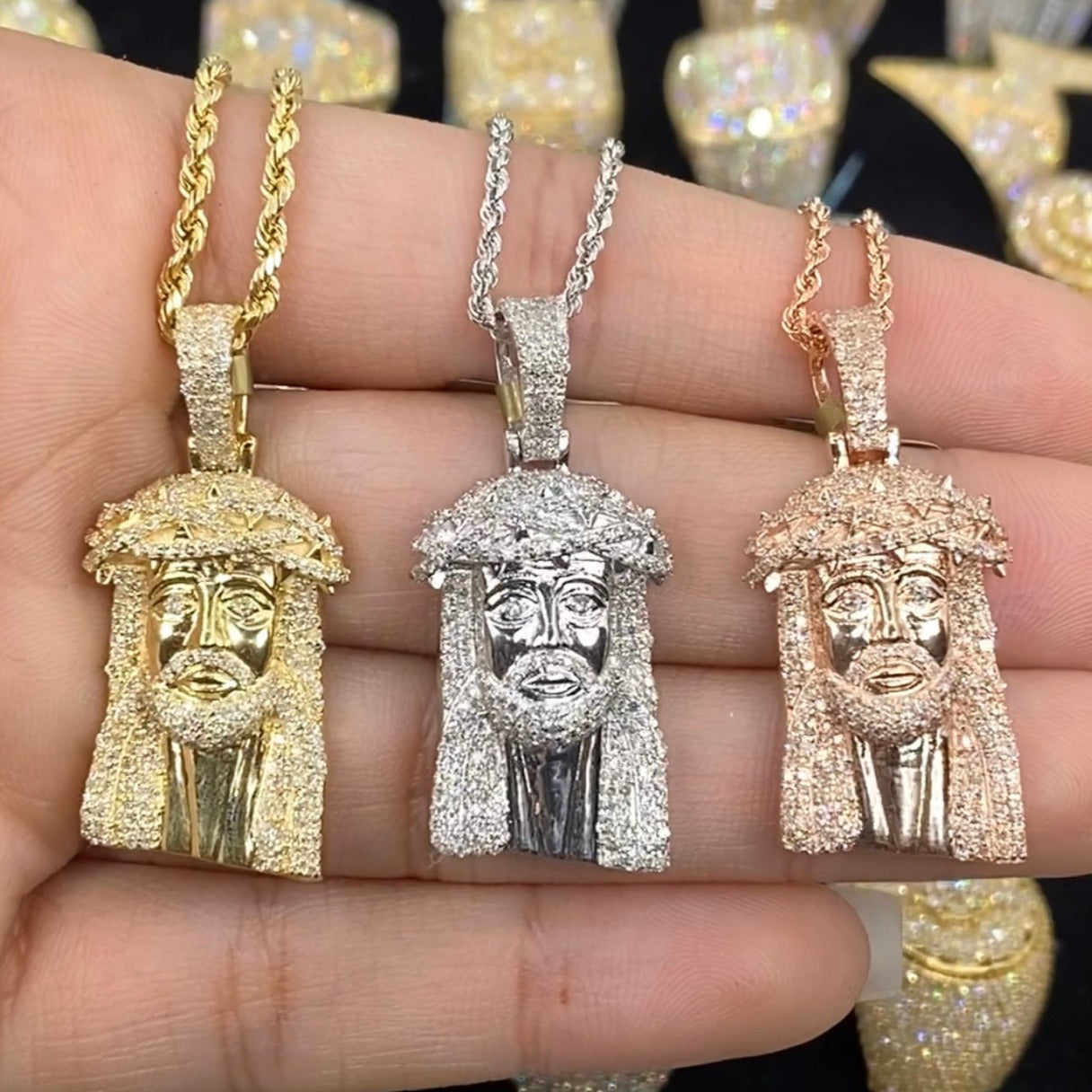 10K/14K Jesus Head Diamond Pendant