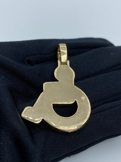 10K Disabled Wheelchair Handicap Diamond Pendant 5.9ct