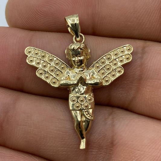 14K Baby Angel Pendant 1.25"