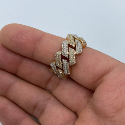 10K Two-Tone Out-line Cuban Link  Diamond Ring