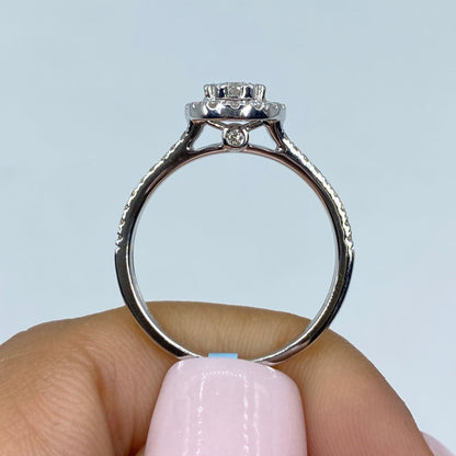 14K Oval Halo Diamond Ring