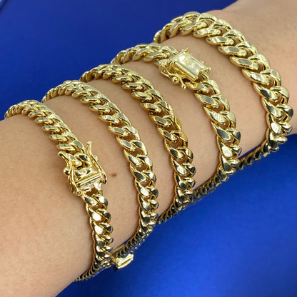 Cuban Link Bracelet in Real 10K Yellow Gold All Sizes