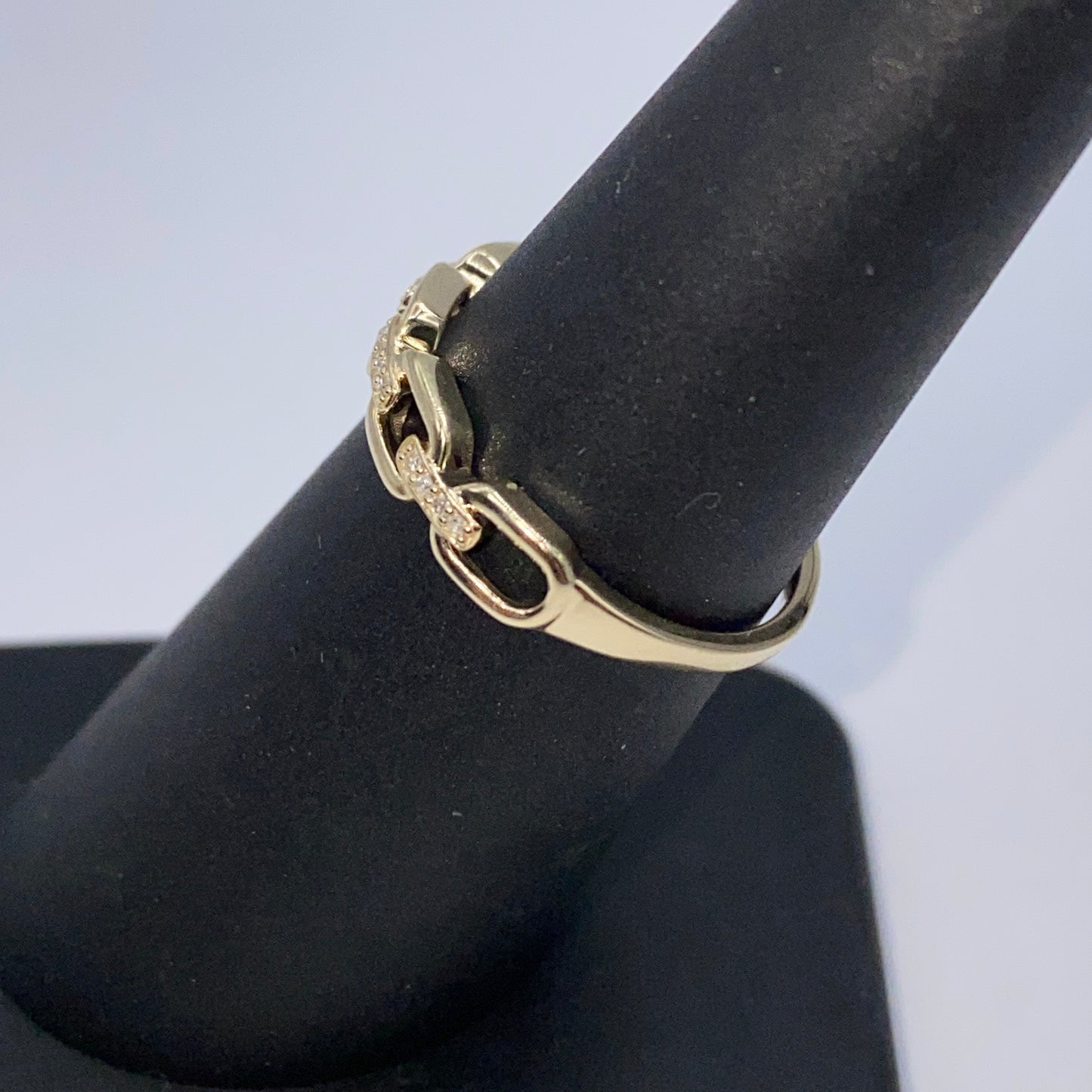 14K Chain Link Diamond Ring