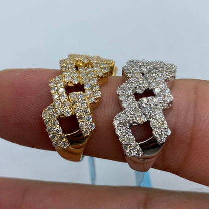 14K Gold 11MM Cuban Link Diamond Ring