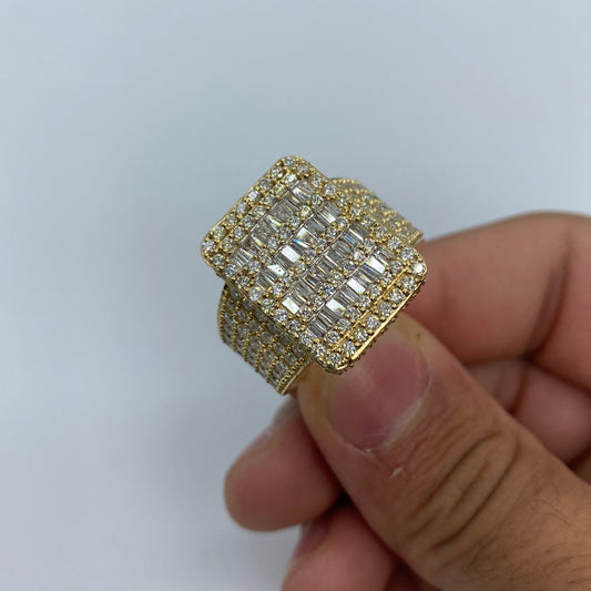 14K Rectangle Diamond Baguette Ring 5.65ct