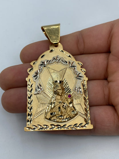 14K Saint Barbara Medallion Pendant 3.0"