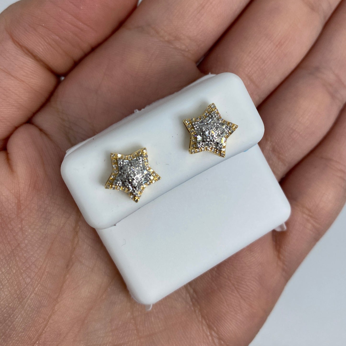 14K 3D Star Diamond Earrings