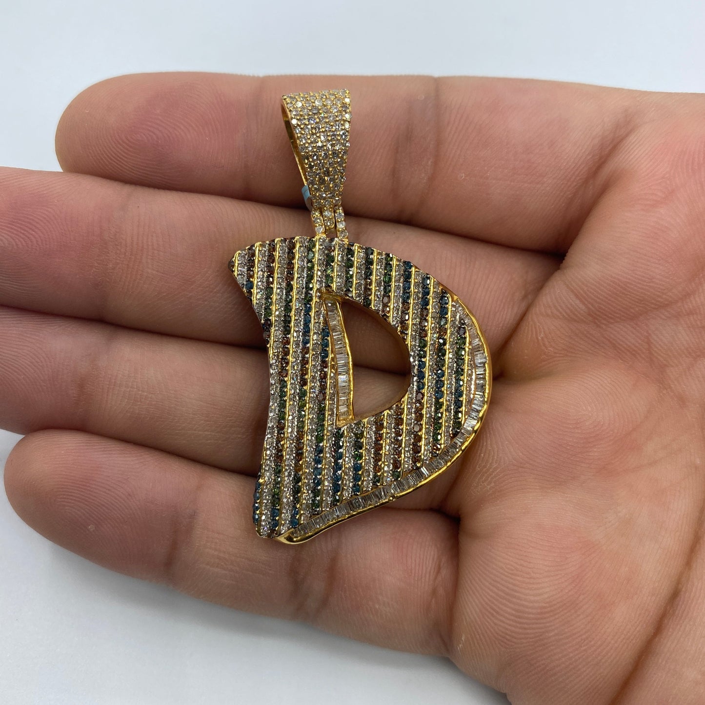 14K Initial D Color Diamond Pendant
