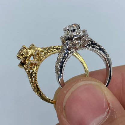 14K Jumbo Center Diamond Halo Engagement Ring