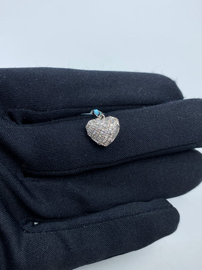 14K Heart Diamond Baguette Pendant