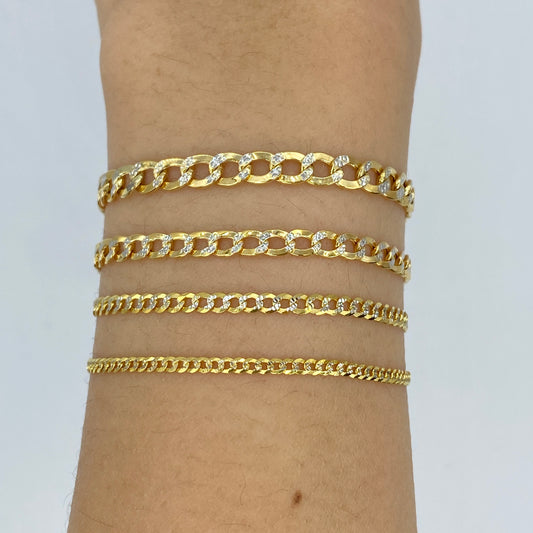 10K Two-Tone Flat Cuban Link Anklet