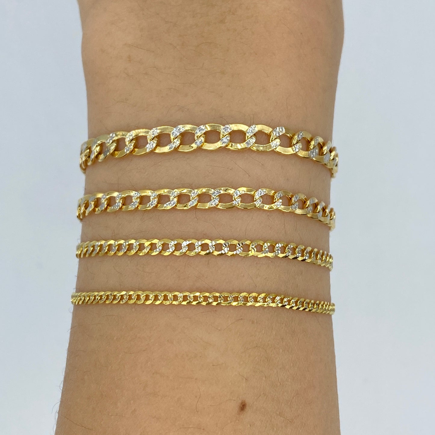 10K Two-Tone Flat Cuban Link Anklet