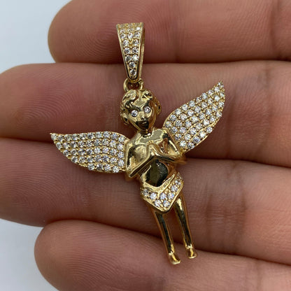 14K Baby Angel Pendant 1.6"