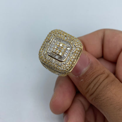14K Square Jumbo Diamond Baguette Ring