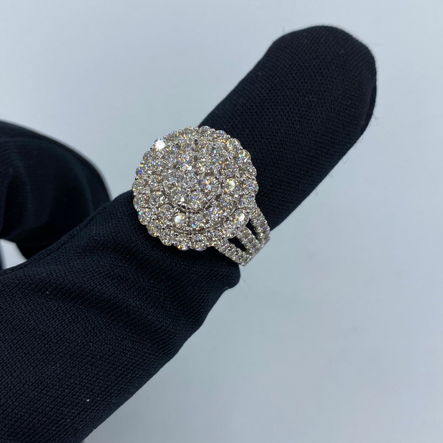 14K Jumbo Stacked Halo Diamond Engagement Ring