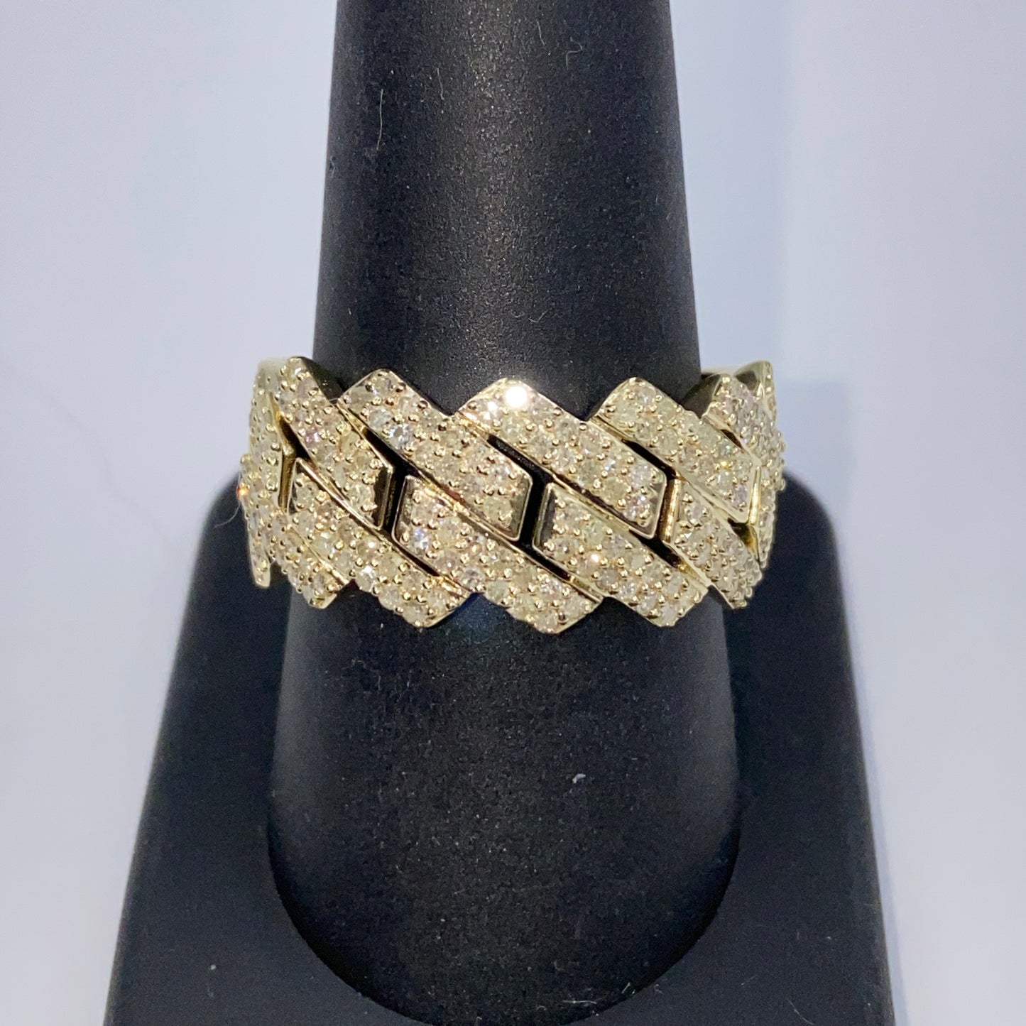 10K Jumbo Monaco Cuban Link Diamond Ring