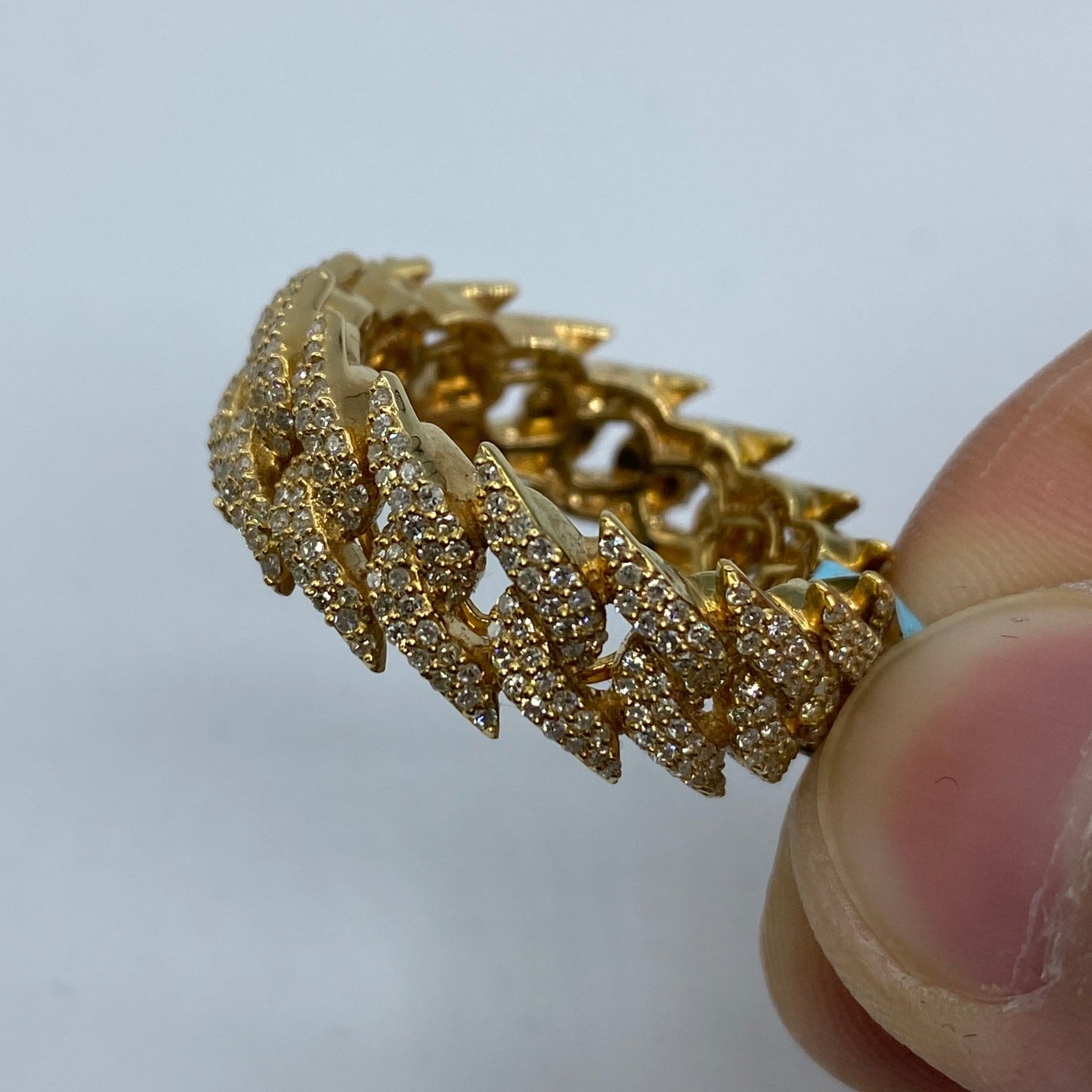 14K Gold 10MM Eternity Cuban Thorn Diamond Ring
