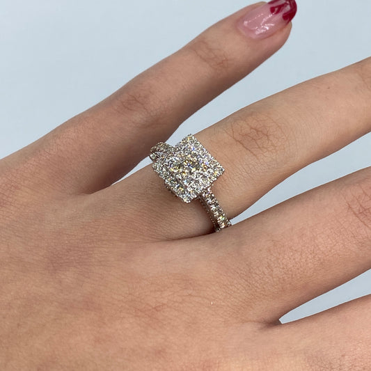 14K Square Diamond Engagement Ring