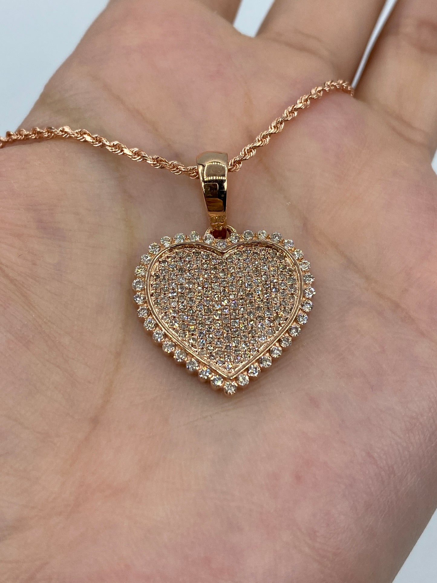 14K Heart in Rose Gold Halo Diamond Pendant