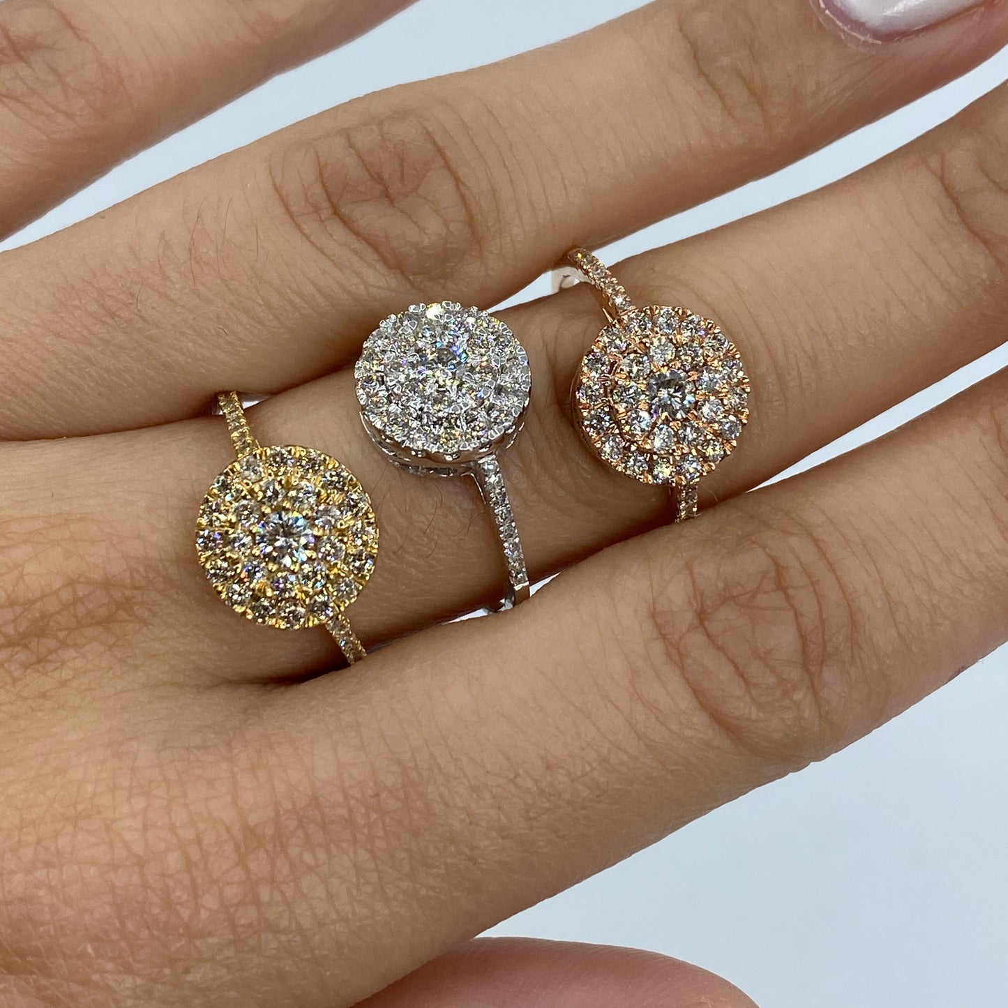 14K Circle Thin Band Diamond Engagement Ring
