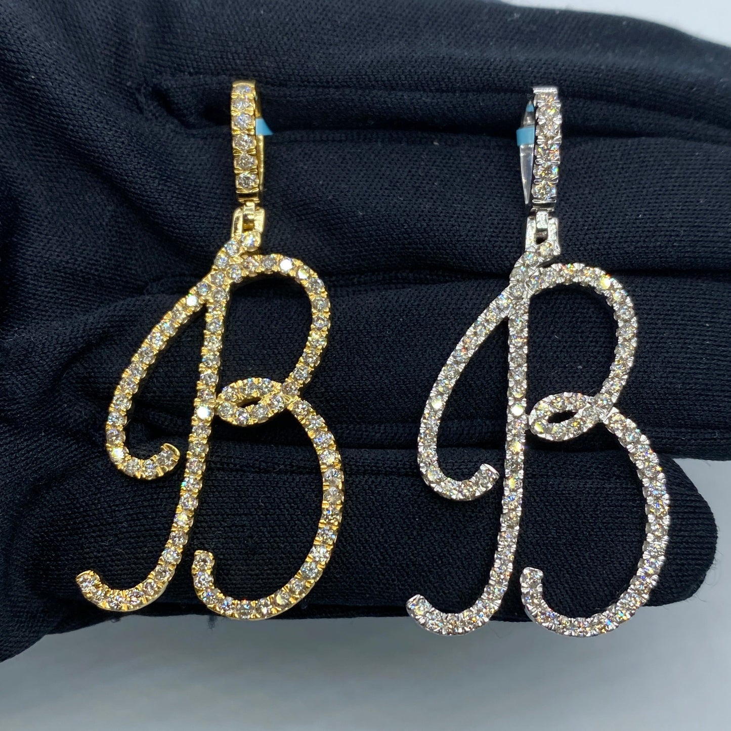 14k Initial B Large Script Pendant