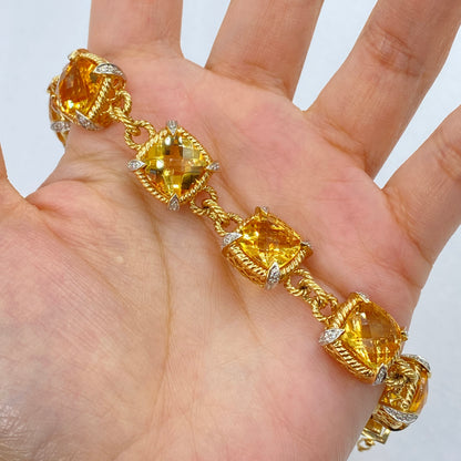 14K Gold Stone Diamond Bracelet