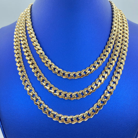 14K 8MM Cuban Link Chain 16-20"