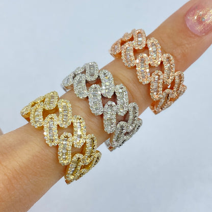 10K Chubby Cuban Link Diamond Ring
