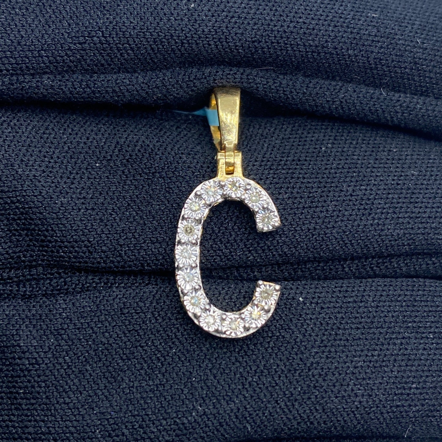 14k Single Stone Initial C Pendant