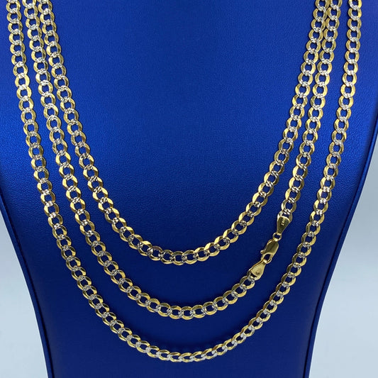 5.8MM Two-Tone Flat Cuban Link Chain 22-26"