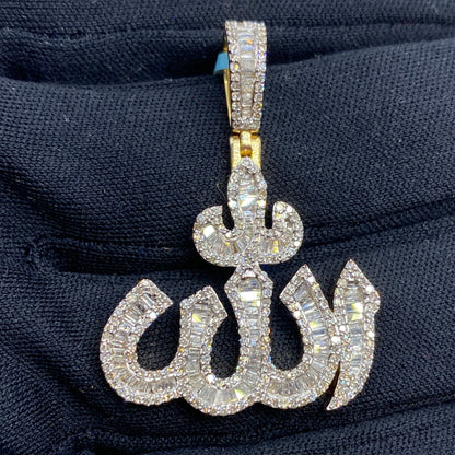 14K Allah Baguette Pendant