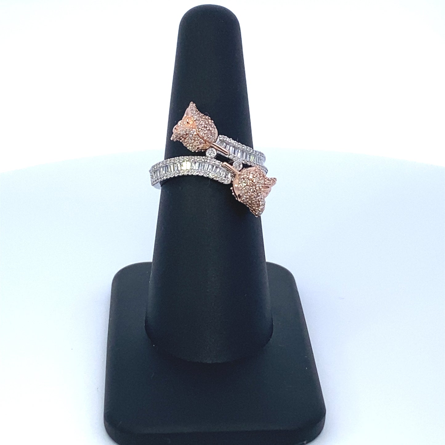 14K Diamond Baguette Flower Ring