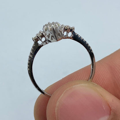 14K Crystal Diamond Engagement Ring