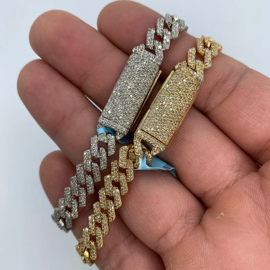 14K 8MM Cuban Link Diamond Bracelet 7-8"