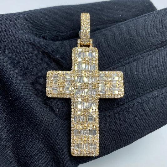 14K Baguette Cross Diamond Pendant