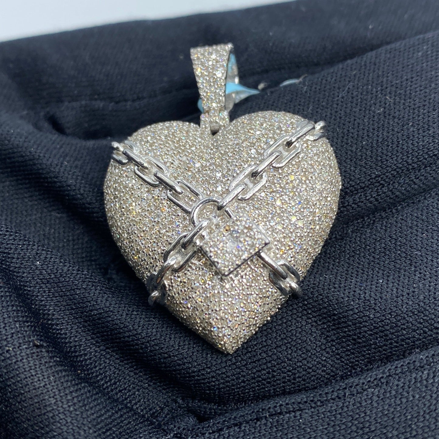 14K Chained Heart Diamond Pendant