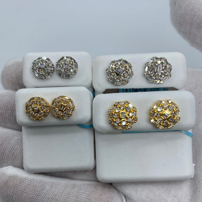 14K Jumbo Regal Circle Diamond Baguette Earrings
