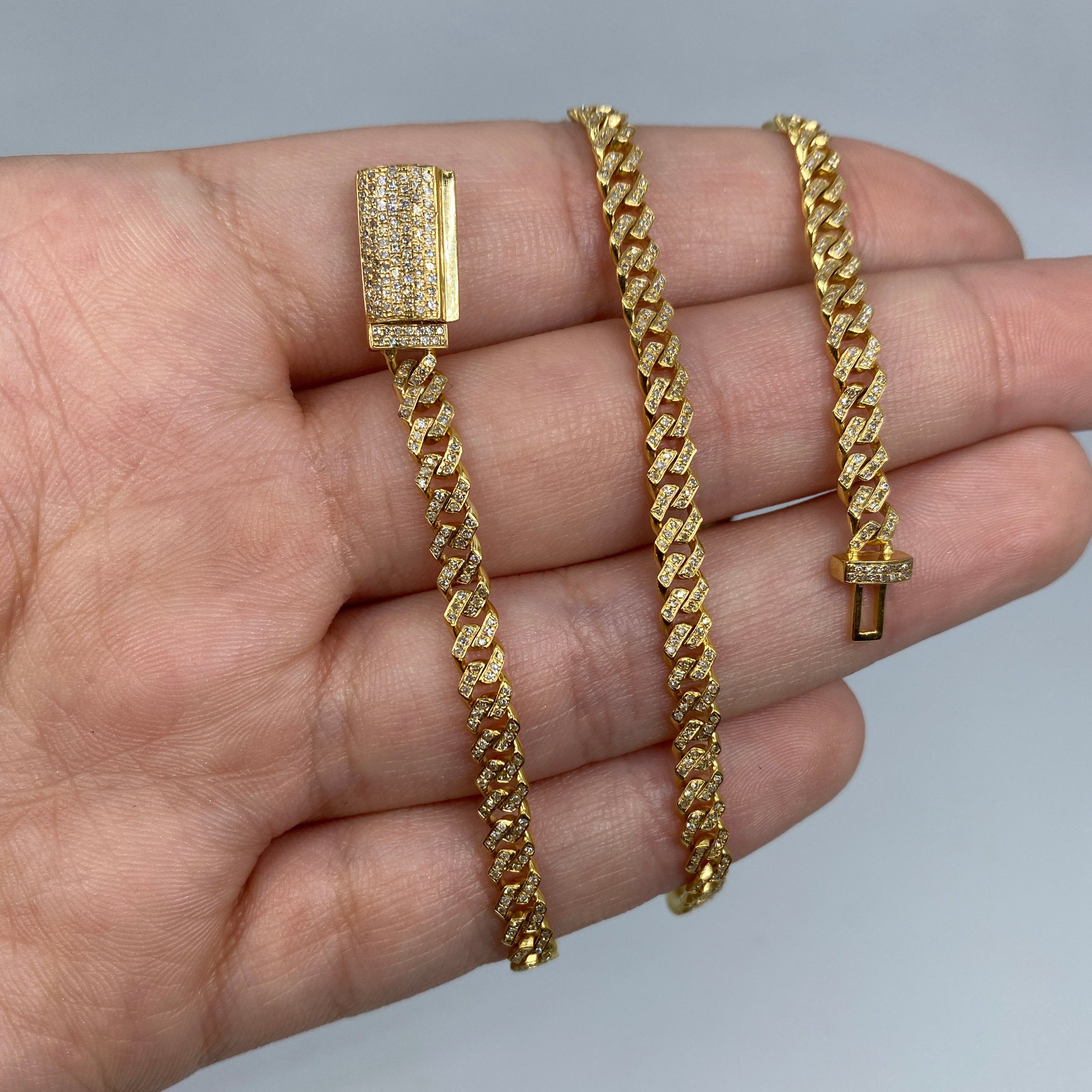 10K 4.5MM Diamond Cuban Link Chain