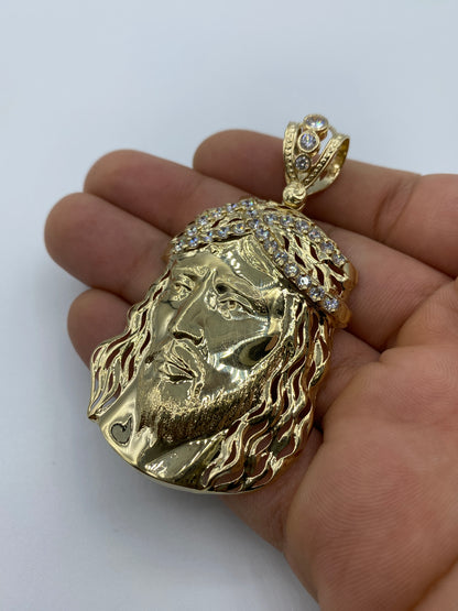 14K Jesus Head Pendant 2.75"