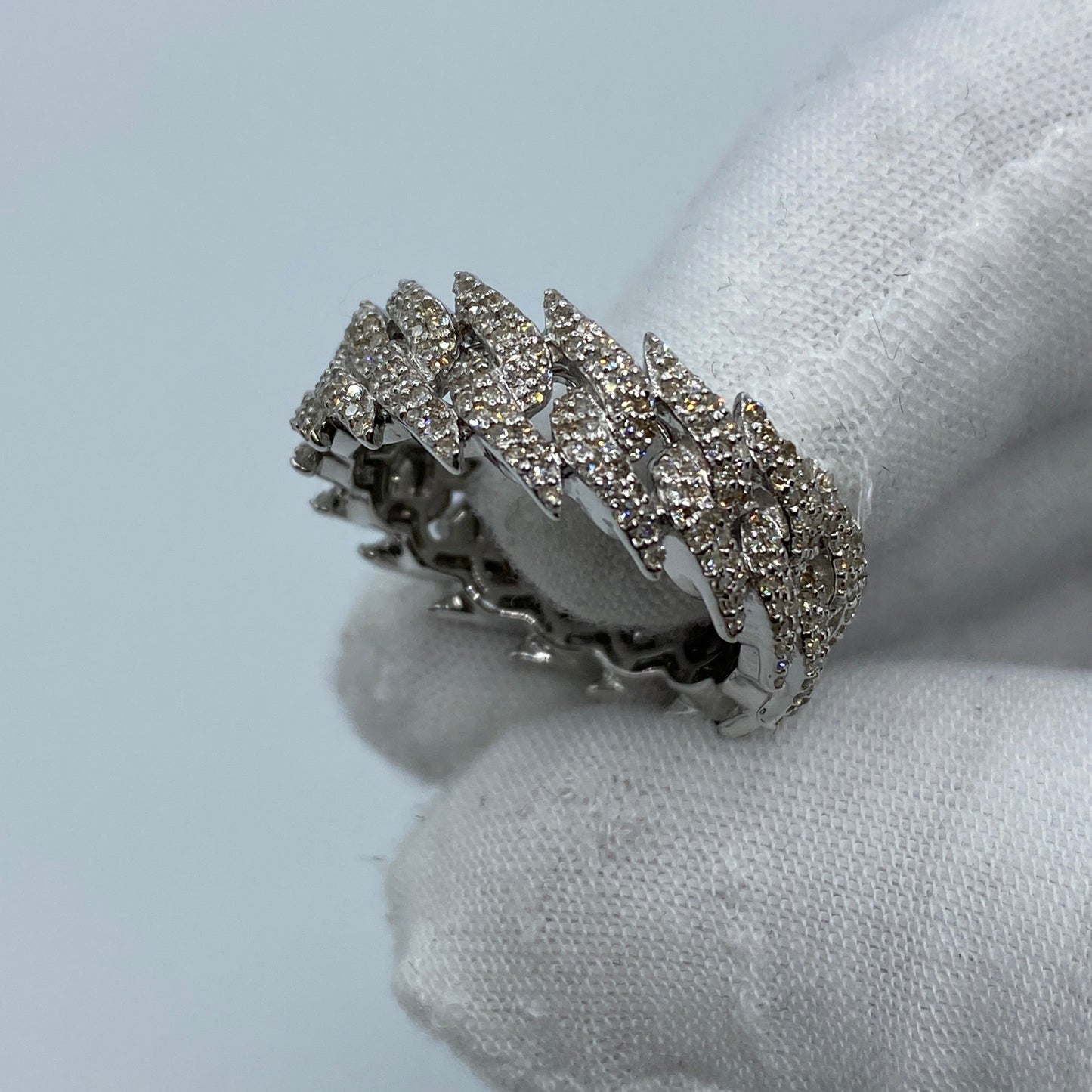 14K Eternity Cuban Thorn Diamond Ring