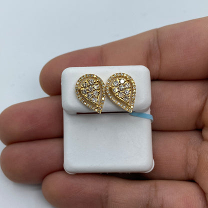 14K Pear Shaped Halo Diamond Earrings