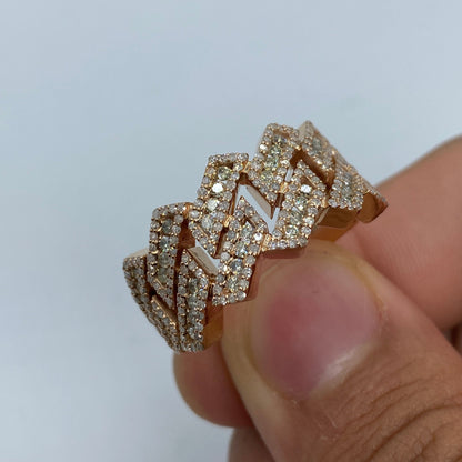 14K Gold 13MM Hawaiian Cuban Link Diamond Ring