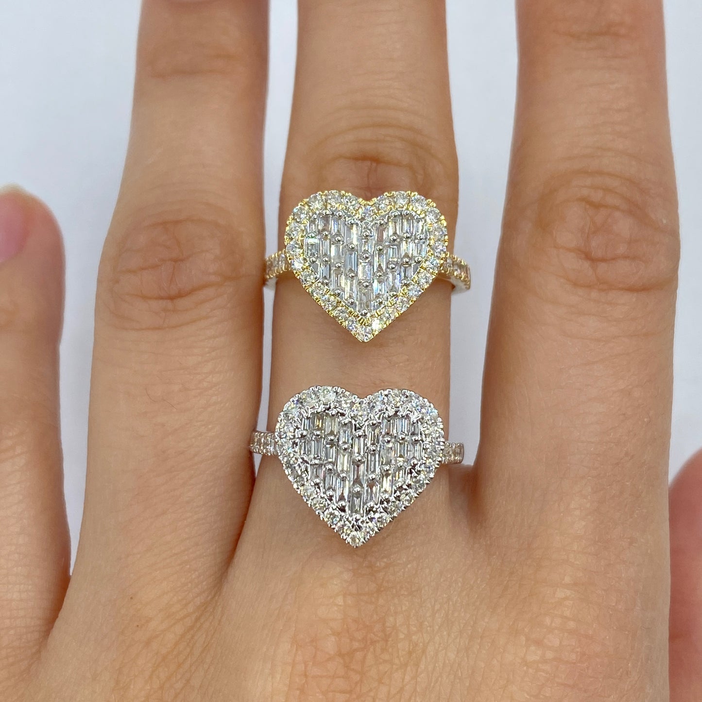 14K Effie Heart Halo Diamond Baguette Ring