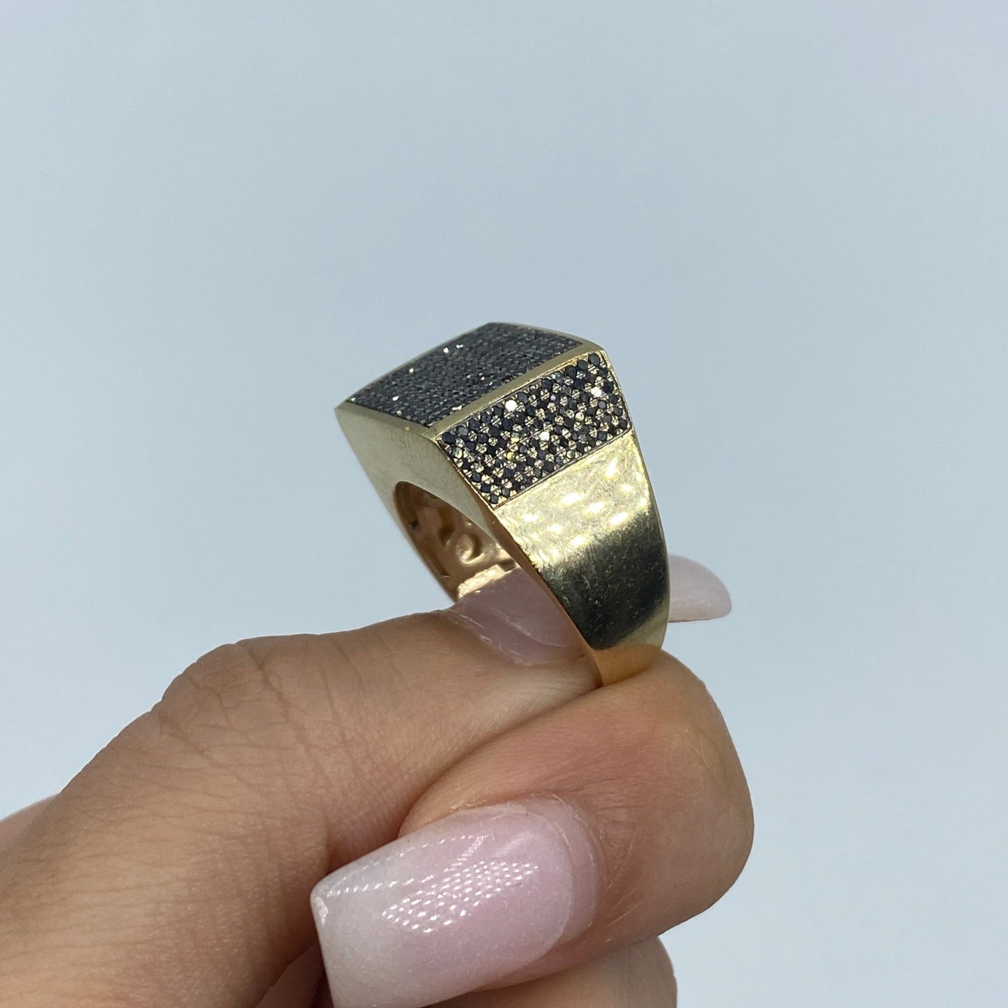 10K Square Black Diamond Ring