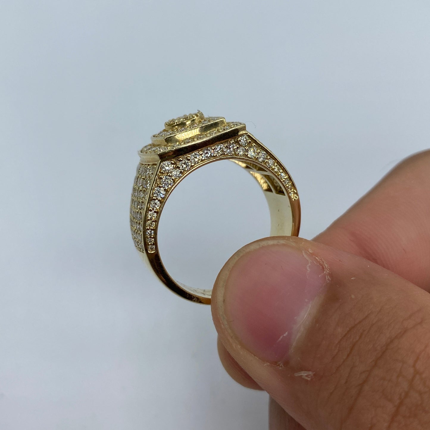 14K Square Belgian Diamond Ring