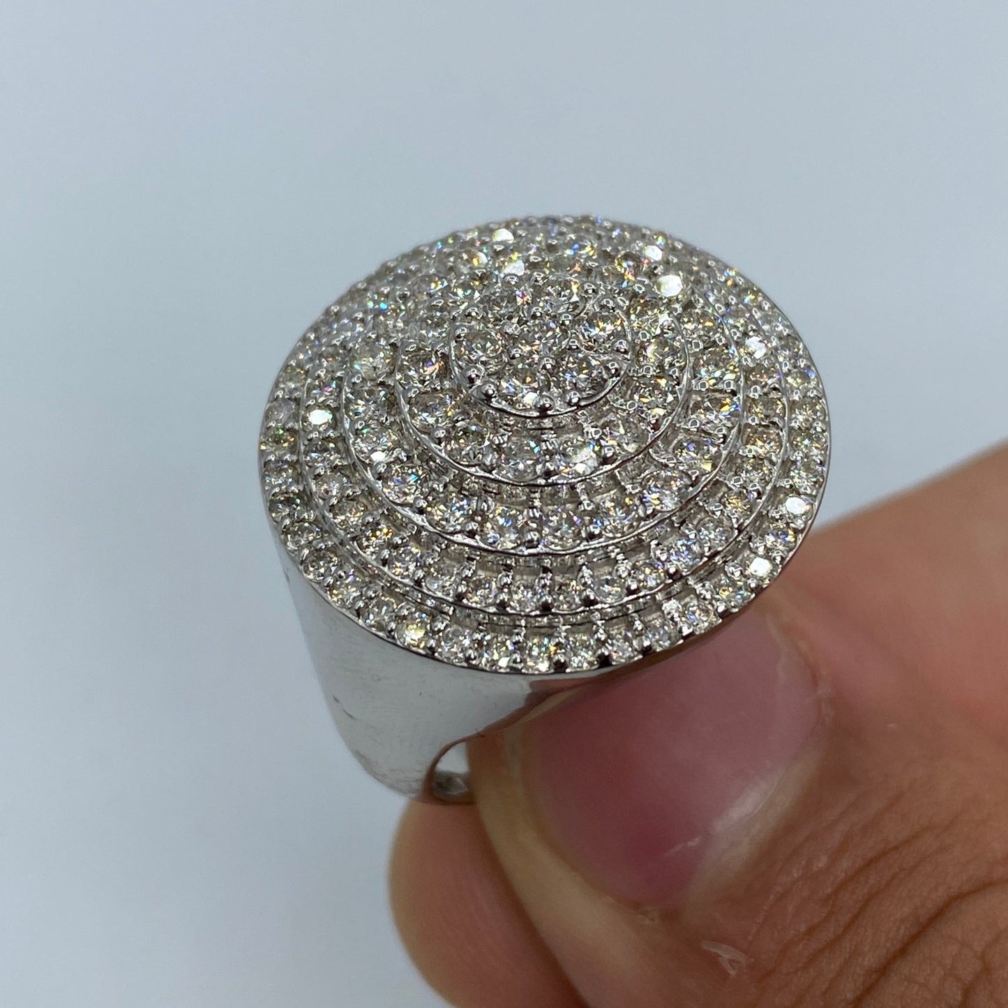14K Flat Cake Diamond Ring