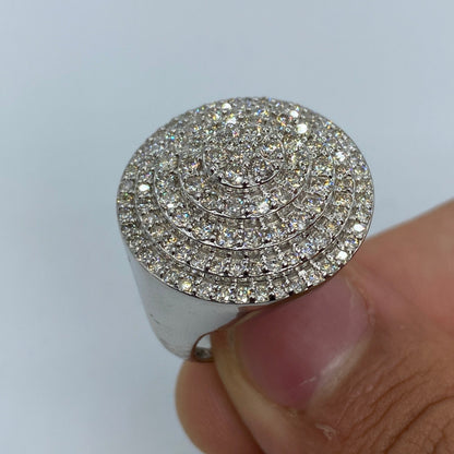 14K Flat Cake Diamond Ring