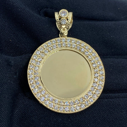 14K Circle Picture Photo Pendant