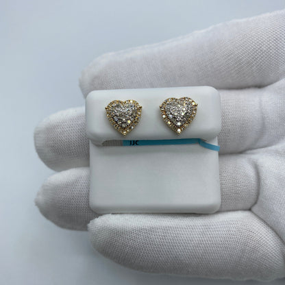 14K Heart Halo Diamond Earrings