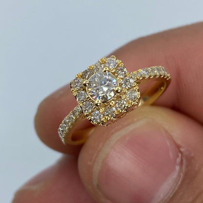 14K Square Large Center Stone Diamond Engagement Ring